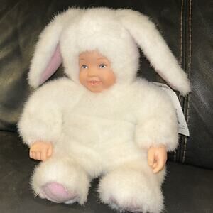 Anne Geddes 6" Baby White Bunnie Rabbit 1997 Vintage Soft Stuffed Plush Doll